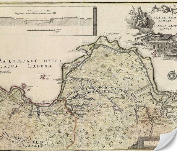Великая страна СССР,карта Ладожский канал 1731 год