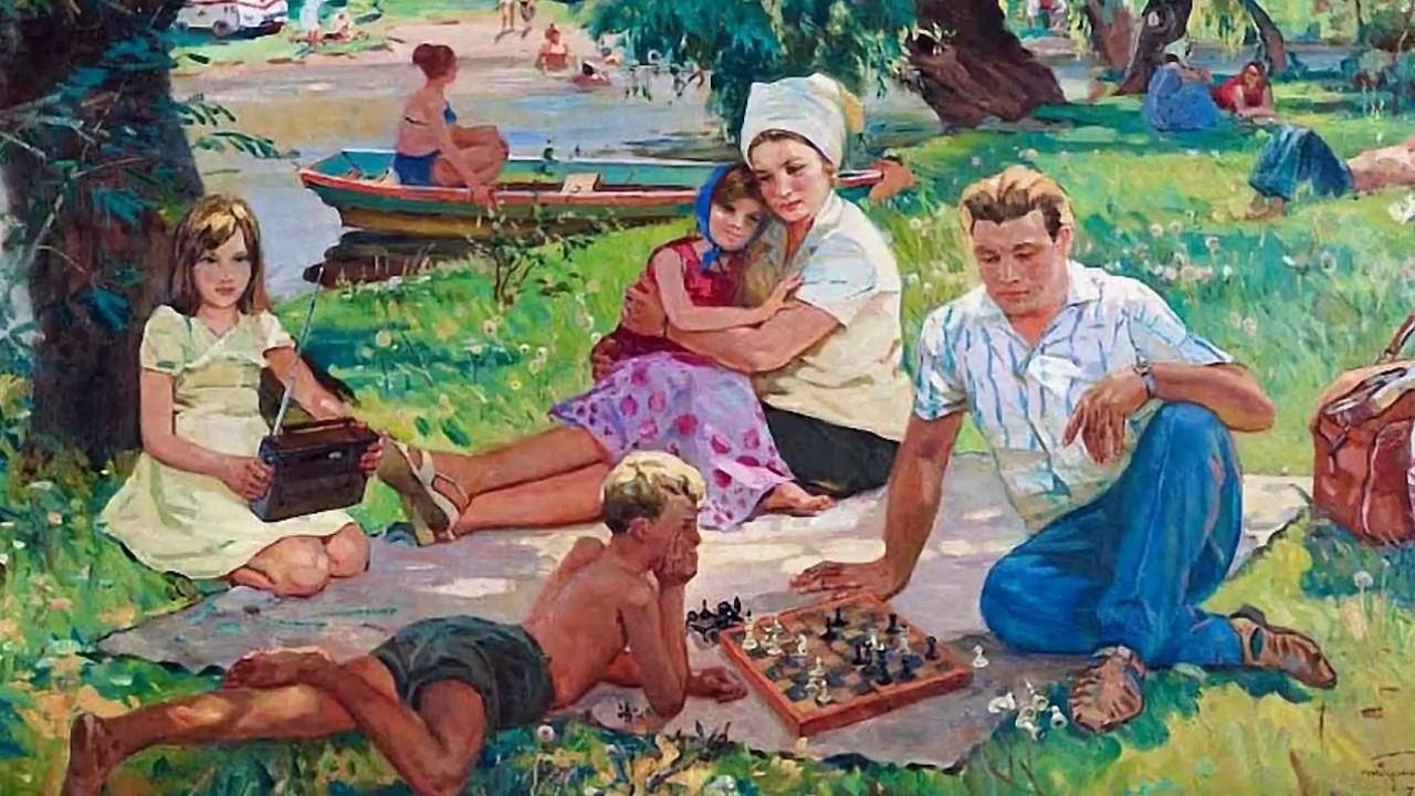Великая страна СССР,советская семья на отдыхе