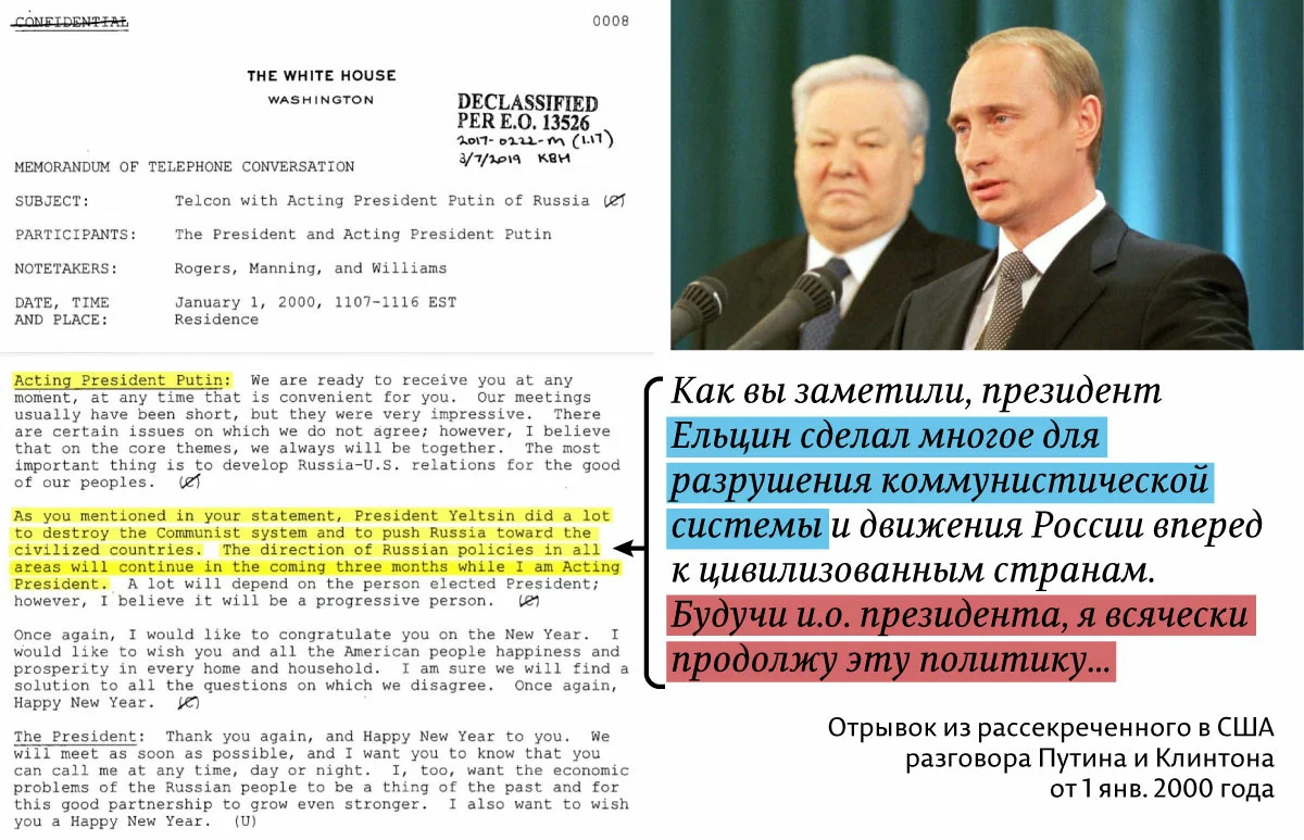 Великая страна СССР,разговор Путин - Клинтон 1-01-2000