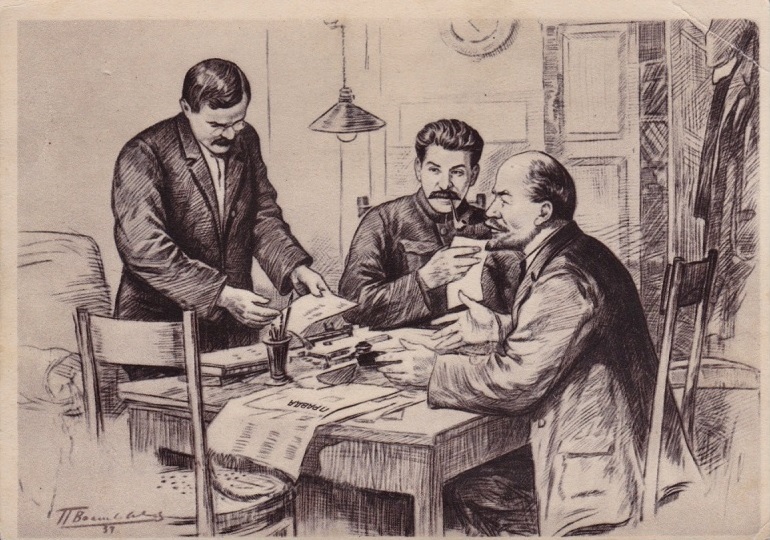Великая страна СССР,Ленин Сталин и Молотов в редакции газеты «Правда»