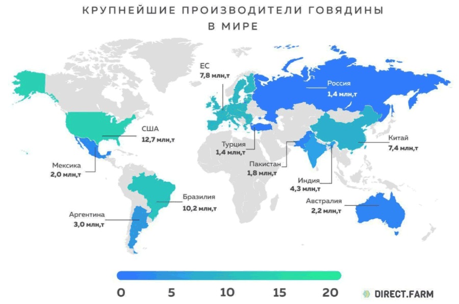 Великая страна СССР,статистика,Крупнейшие производители мяма в мире