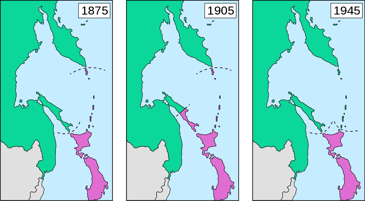 Великая страна СССР,Карта - граница между Японией и Россией в 1875 - 1905 - 1945